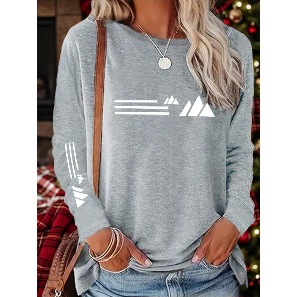 Creative geometric pattern printing new Y2K style women's sports long-sleeved comfortable breathable top