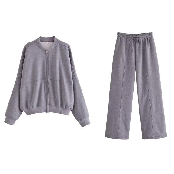 

Домашняя одежда из двух предметов, женские толстовки-бомберы на молнии, комплекты с эластичной резинкой на талии, плюшевые брюки, домашний костюм, укороченный топ, верхняя одежда Y2K L серый