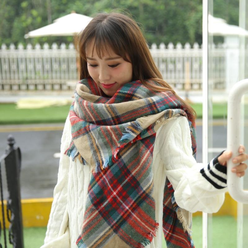 

Autumn and winter plaid scarf imitation cashmere warm women s scarf shawl winter warm 140cm