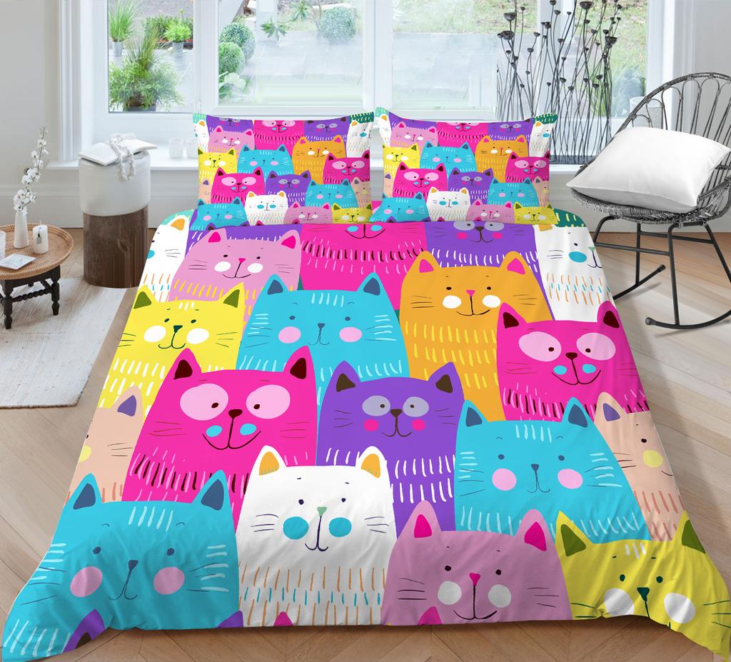 Bedding Two Or Three-Piece Set Cute Cat Series Polyester
