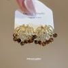 Diamond-set Tiger's Eye Stone Fireworks Fringed Earrings Autumn and Winter Light Luxury Earrings Personalized Earrings