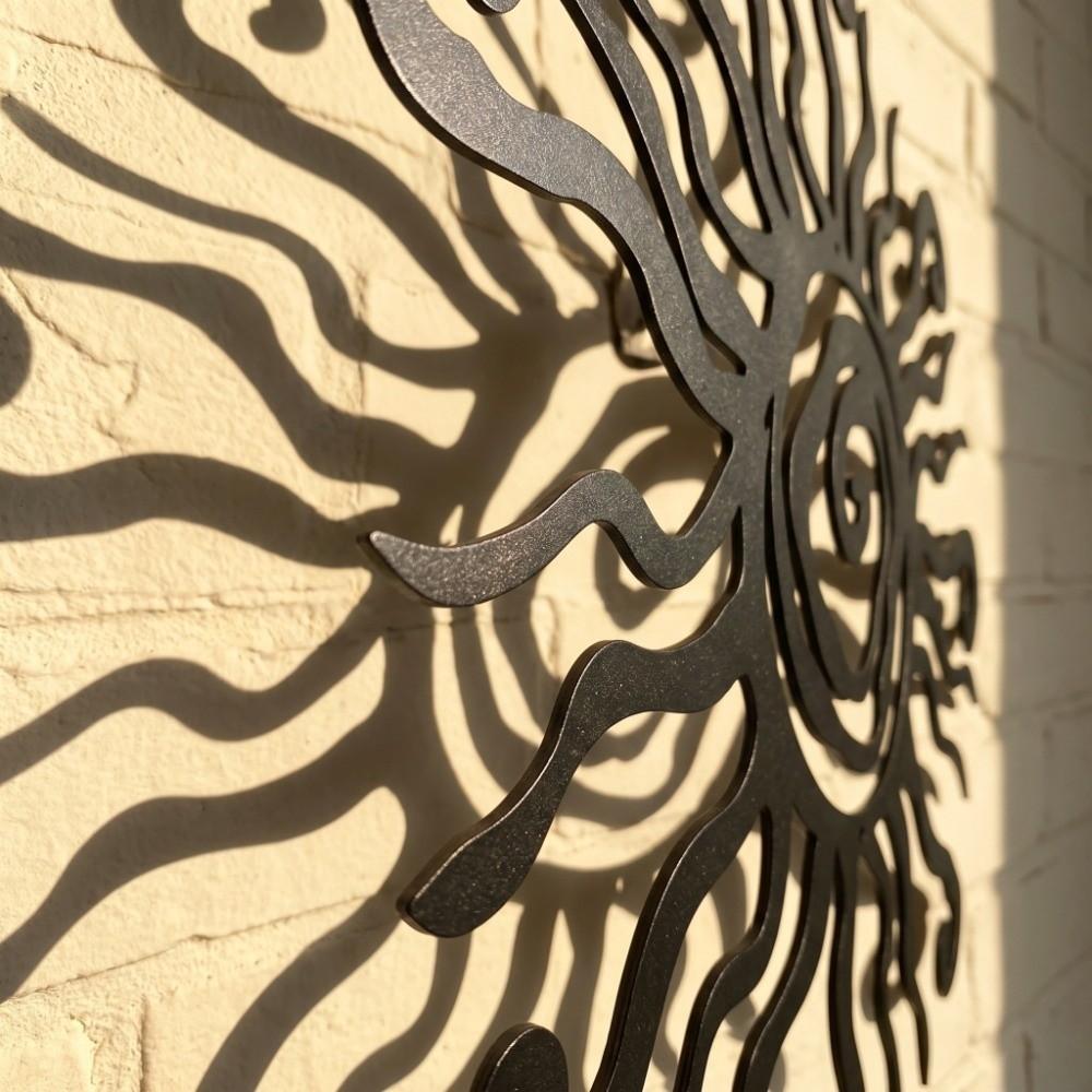 Arte de Hierro Pintado a Mano Arte de Pared Metálico 11.81 pulgadas Escultura de Pared Decoración de Sol Espiral Decoración de Granja