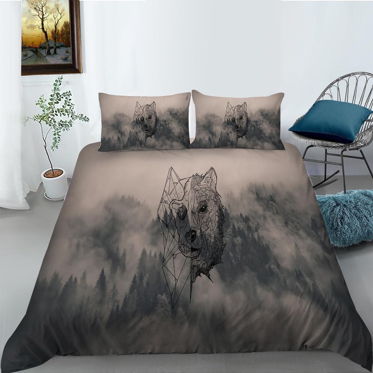 

Timberwolves 3D Digital Printing Bedding Two Three Piece Set Polyester EU single 135*200