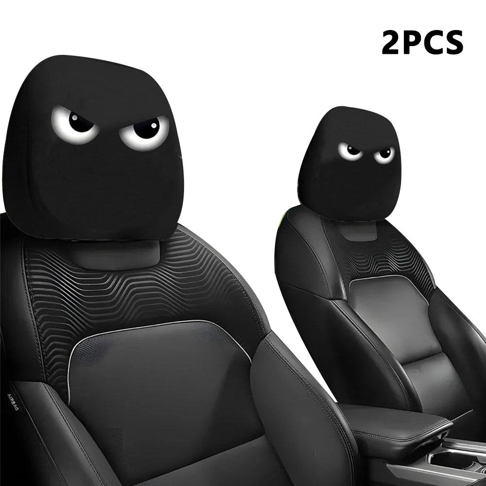 

2pcs Face Printed Car Pillowcase Soft Comfortable Decorative Cushion Cover Auto Seat Headrest Washable Polyester Fabric