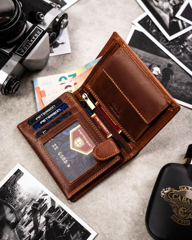 Large men's leather wallet with embossed zodiac sign - Peterson