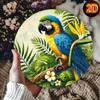 Iron Parrot Wall Art Blue Yellow Tropical Metal Sign for Cafe Bar Home Patio Gift