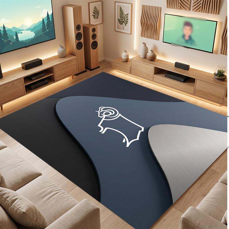 Tappeto in Velluto di Cristallo con Stampa del Derby County Football, Comodo Assorbente d'Acqua Antiscivolo Tappeto per Pavimenti Interni