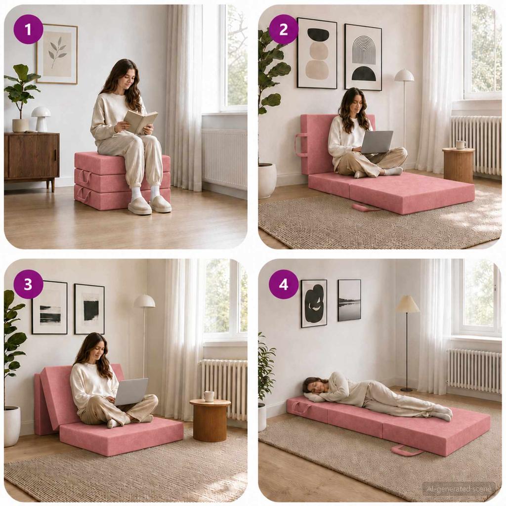 Folding Sofa Bed 75 x 63 x 45 cm Pink