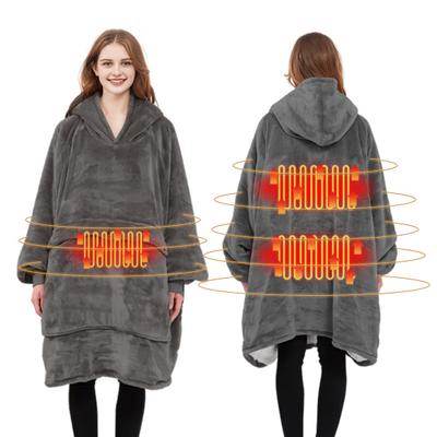 Wearable Heated Blanket Hoodie USB Heated Blanket with Giant Front Pocket 3 Heat Settings Electric Heated