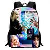 Wednesday 3 School Bag Printing Casual Multifunctional Cross-Border Backpack Straight Hair