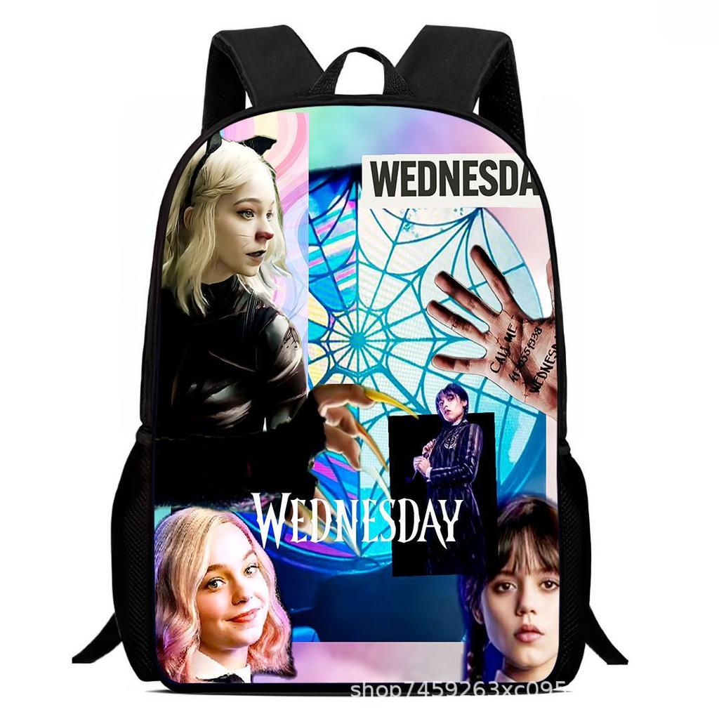 Wednesday 3 School Bag Printing Casual Multifunctional Cross-Border Backpack Straight Hair