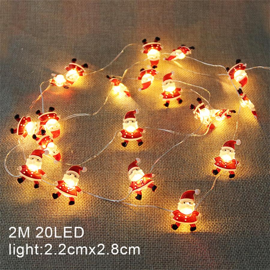 Christmas 20 LED Battery Lights Snowman Santa Cane Xmas Tree Home Decor 2m