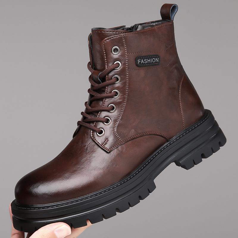 2023 Men's Retro Martin Boots: High-Top, Warm, Velvet-Lined Workwear with Thick Soles.