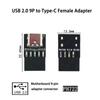 USB2.0 9 Pin to USB C Adapter Connector PC Internal Motherboard 9 Pin USB2.0 Converter for Desktop Computer