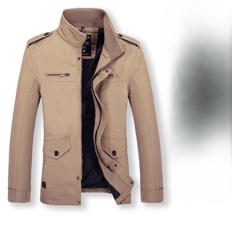 

Универсальная повседневная куртка из чистого хлопка в стиле милитари, мужская молодежная куртка с воротником-стойкой и застежкой-молнией, модное осенне-зимнее пальто XXXL