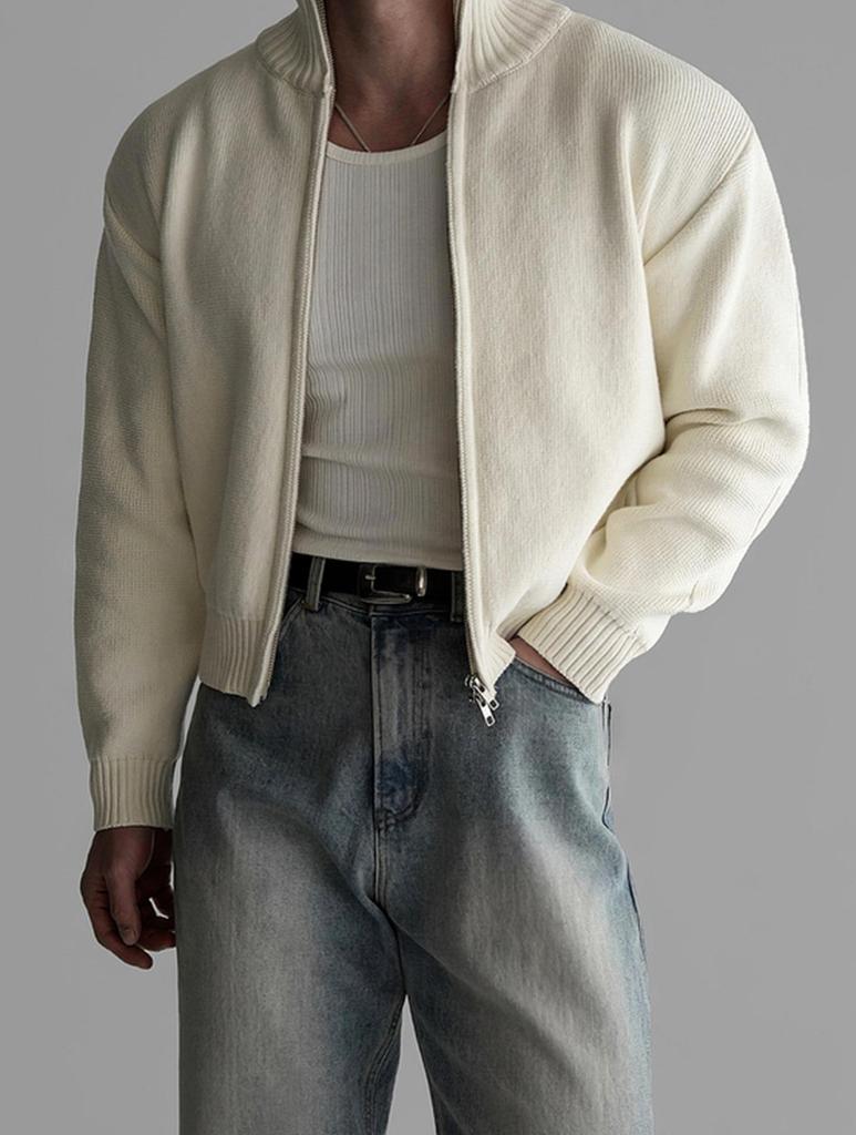 Herren Hochwertiger Strick-Reißverschluss-Cardigan im faulen Stil - Herbst/Winter Lockerer Freizeitpullover