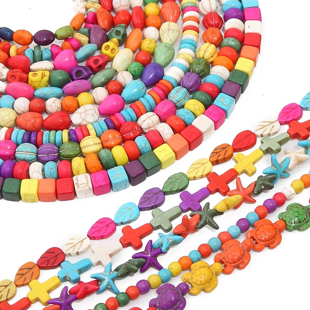 Synthetic Colour Turquoise Various Shapes of Colour Beads For Handmade Bracelet Necklace Keychain DIY Craft Jewelry Making Accessories