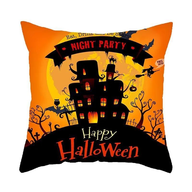 Halloween Atmosphere Pumpkin Head Castle Cushion Cover Suitable for Home Party Living Room Sofa Room Decoration Pillow Cover