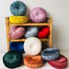 Green Christmas Round Velvet Cushion 3D Pumpkin Pleated Pillow for Sofa Chair Floor Vintage Velvet Floor Pillows for Sofa Couch