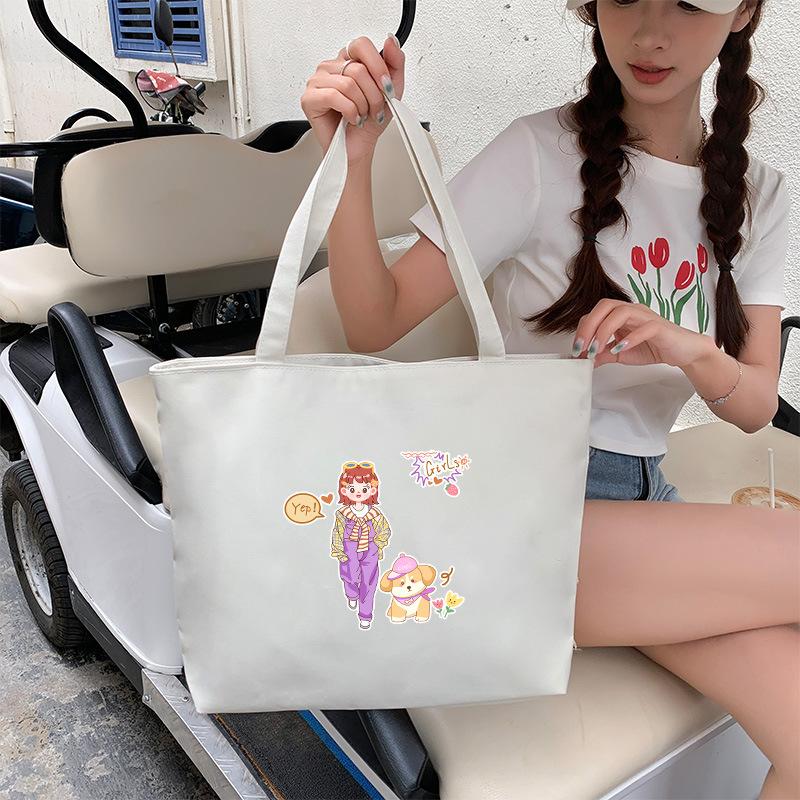 Canvas Bag Women'S Shoulder Handbag Student Tote Bag Large Capacity Hand Carry Canvas Bag