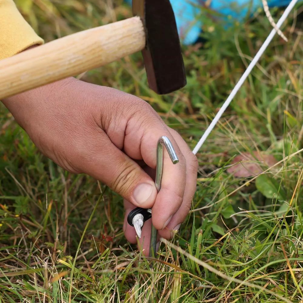 50PCS Pointed Tip Camping Ground Sheet Anchor Silver Metal Tent Pegs New Heavy Duty Tent Pegs