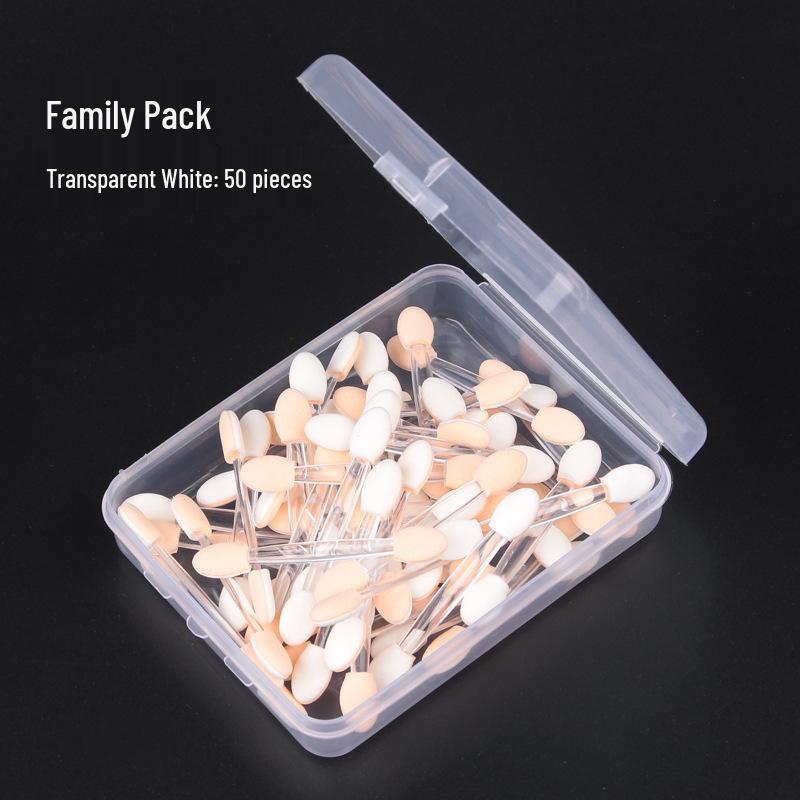 50-Pack 6.5cm Double-ended Two-tone Disposable Eyeshadow Sponge Sticks