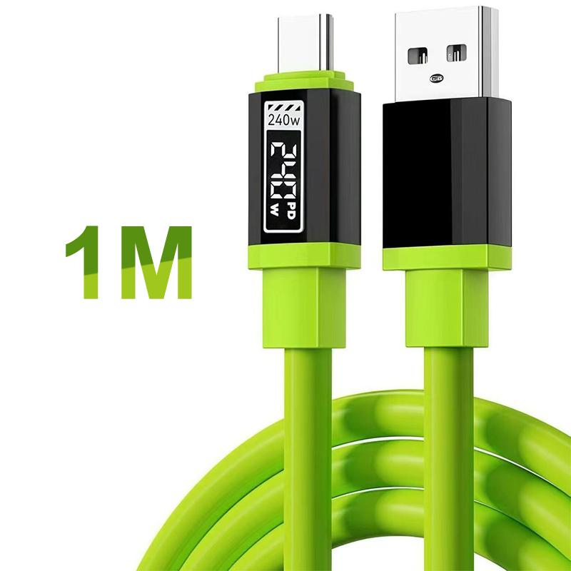 

Кабель USB C 240 Вт с дисплеем мощности Быстрая зарядка Зарядное устройство для iPhone 15 16 17 Samsung Xiaomi Huawei Телефоны Кабель Type C 1-2 м A1