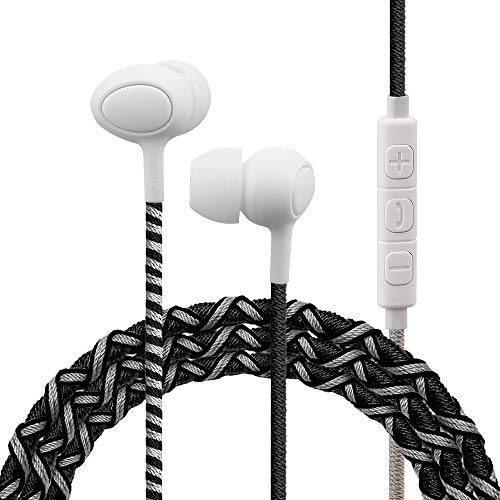 URIZONS Nylon Braided Wired Earphones, Tangle-Free, Lighting Earbuds with Microphone Controller, Noise Blocking, Compatible with iPhone 12/mini/Pro/Pr