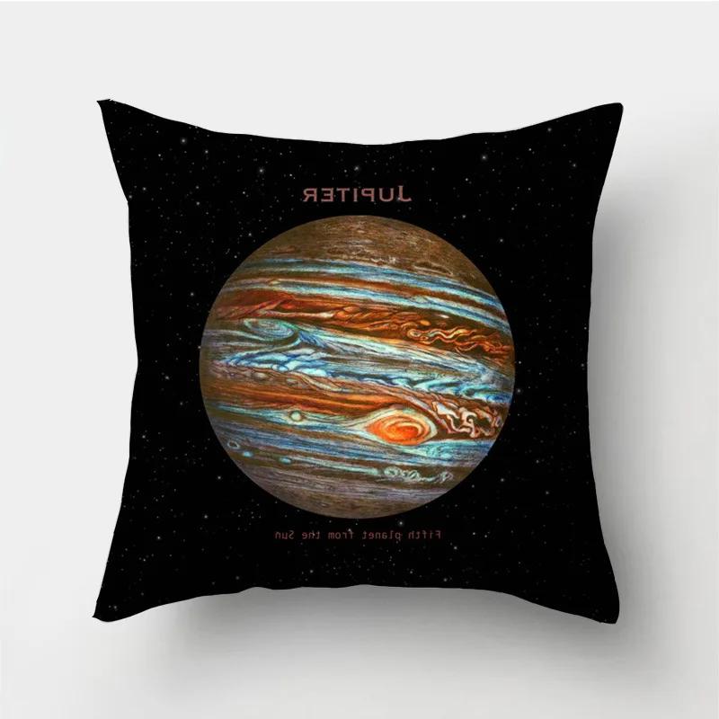 Black Pillow Galaxy Planet Cushion Cover Space   Pillowcase Soft  High-quality Home Decor