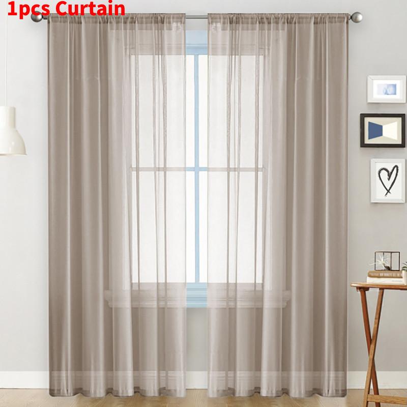 Modern Minimalist Polyester Semiopacity Window Curtain For Living Room And Balcony
