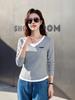 2525 Women's Two-in-One Long Sleeve Slimming T-Shirt, Spring/Autumn Loose Fit Top