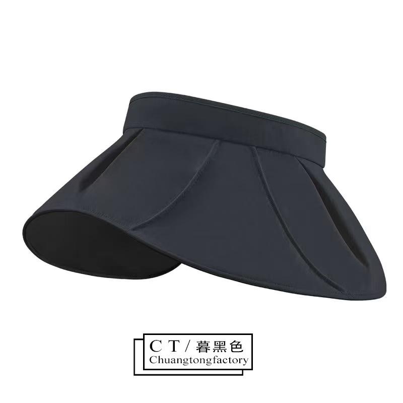 

Banxia s same style open-top black sunscreen hat for women, petal-shaped egg roll sun hat, outdoor sunshade, breathable, UV protection Adjustable（Can be worn