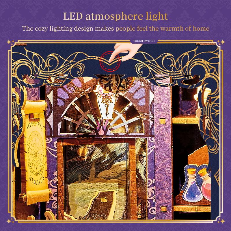 Non-Toxic Magic Academy Wooden Building Blocks Set Model Kit Diy Travel Agency Of The Mind Puzzle Bookshelf Decor Birthday Christmas Gift