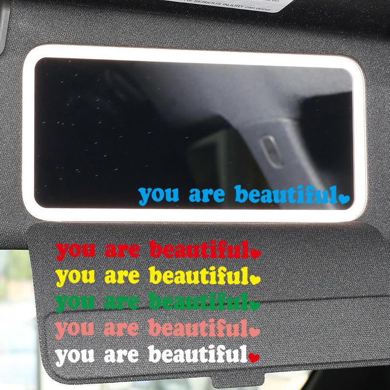 The Text Car Stickers You Are Beautiful Interior Decoration Rear View Mirror Fashion Stickers Creative Sport Pvc Vinyl Decals