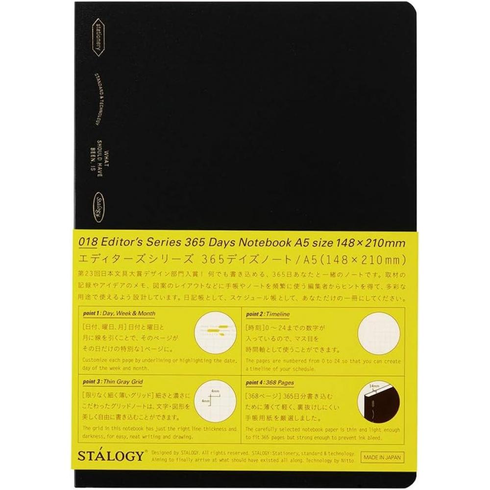 Nitoms Stalogy Notebook A5 Grid 365 Days Note Black S4101 Black Grid  365 Days Note