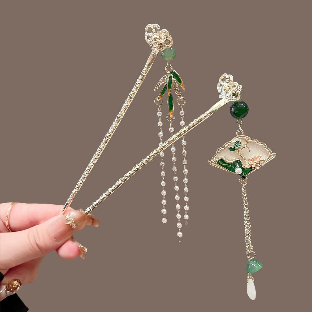 Ancient Hanfu Style Pearl Tassel Lily of the Valley Hairpin for Women