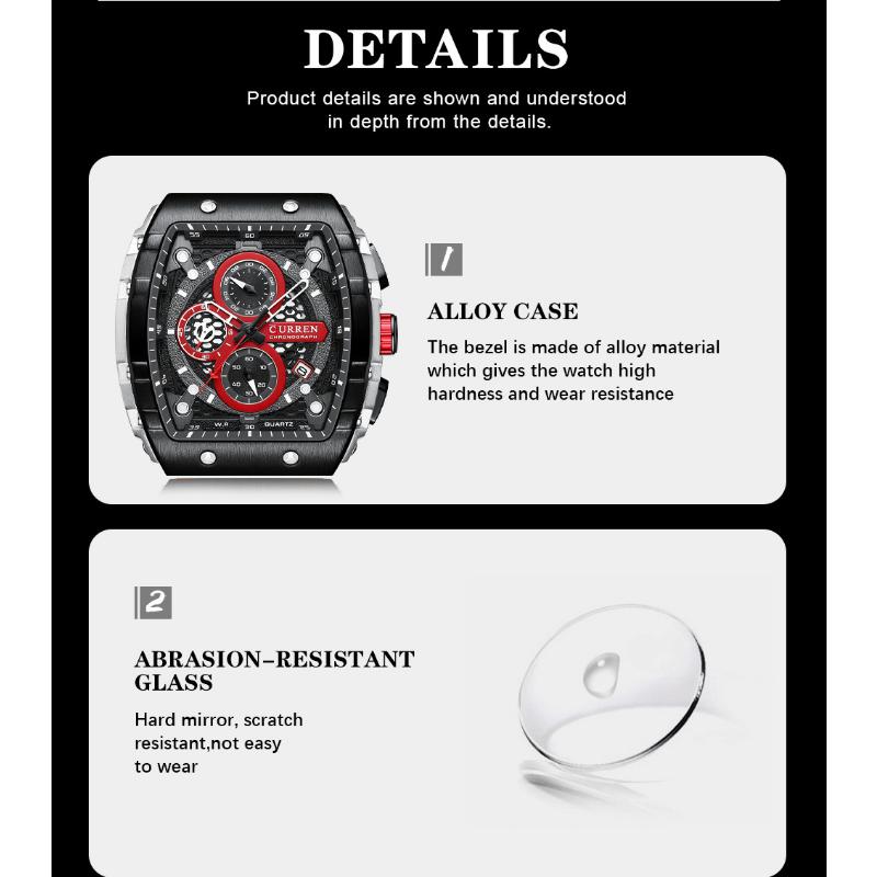 CURREN Nuovi orologi da uomo Orologio da uomo multifunzionale con calendario in sei capretto impermeabile