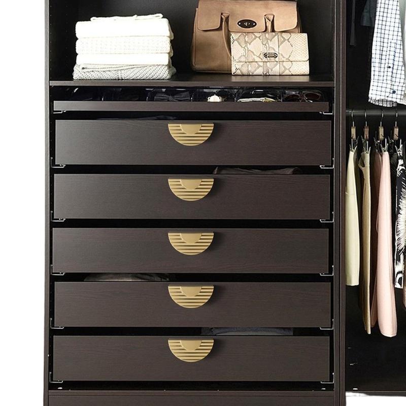 Modern Wave Gray Gold Brass Furniture Handle Wardrobe Dresser Cupboard Cabinet Drawer Shoe Box Knob