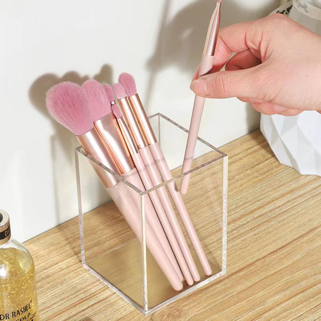 Contenitore per Pennelli da Trucco Acrilico Trasparente Secchiello per Pennelli da Dormitorio Pennello per Sopracciglia Rossetto Toeletta Scatola per Cosmetici da Tavolo