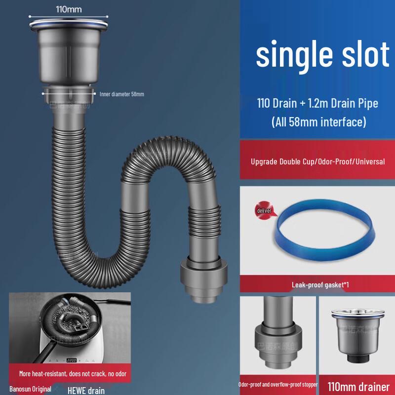 Anti-odor Single Sink Drain Pipe Kit