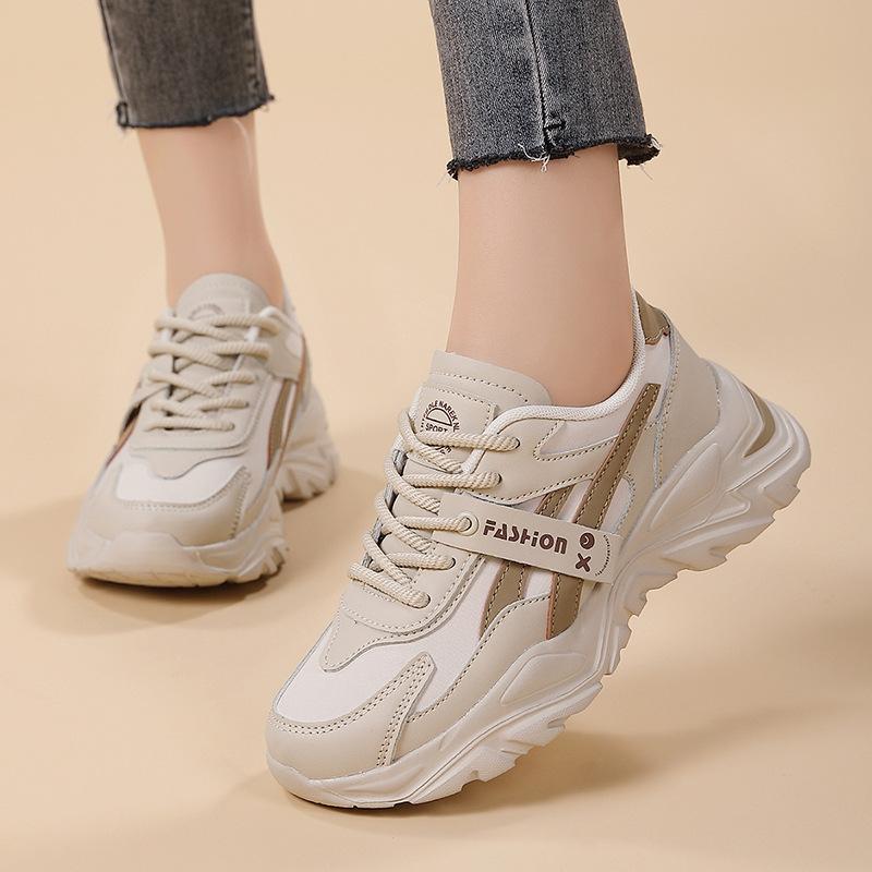 Thick-soled Heightening Versatile Casual Dad Shoes Women's Shoes Spring New Silver Mesh Sneakers Breathable Running