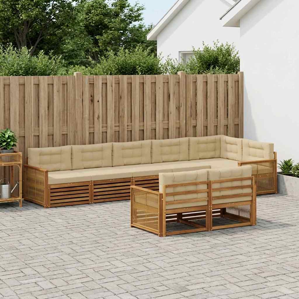 Outdoor Sofa Set with Cushions 8 pcs Natural and Beige