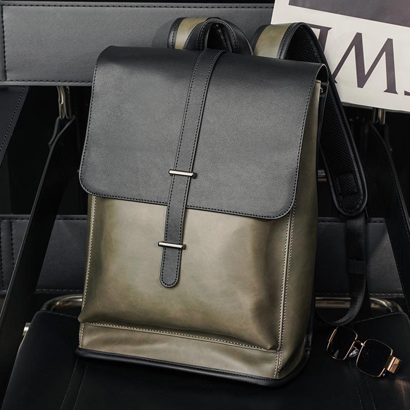 Korean Trendy 2025 Leather Men's Backpack - Large Capacity School & Laptop Bag