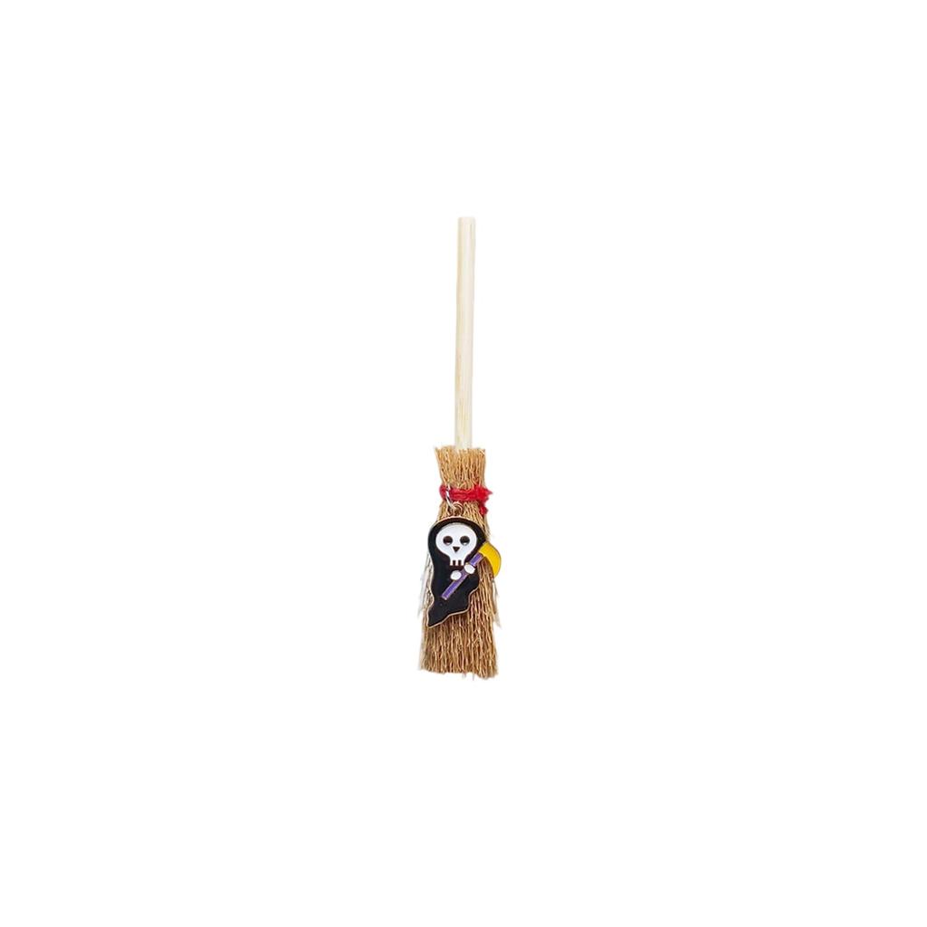 Cute Witch Broomstick , Miniature  Props, Small Dollhouse Witch Broomstick With Pendant, Halloween Witchcraft Decoration