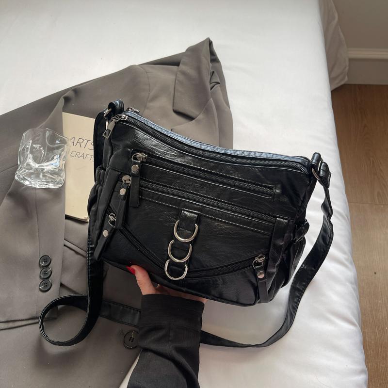 Women's Crossbody Bag Vintage Soft Leather Mother Bag Commuter Multi-Pocket Shoulder Bag