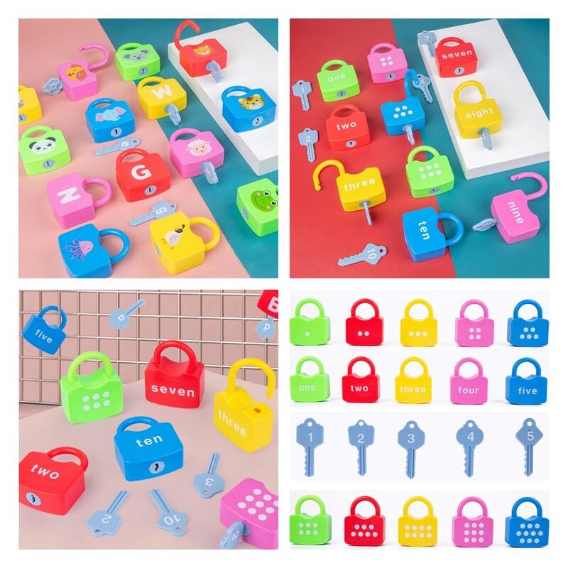 Kids Learning Lock Keys Alphabet Number Matching Early Education Toys