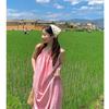 Pink Suspender Long Dress Women's Summer New Seaside Vacation Beach Dress Neck Design Niche Skirt