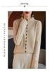 Women's 100% Wool Stand Collar Seamless Cardigan - Loose Knit Long Sleeve Cashmere Coat for Autumn/Winter