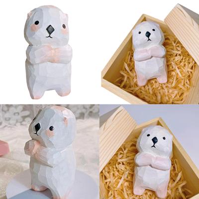 Holz Otter Schnitzerei Miniatur Figur Handgefertigt Tier Schreibtischdekoration Glatte Oberfläche Desktop Ornament