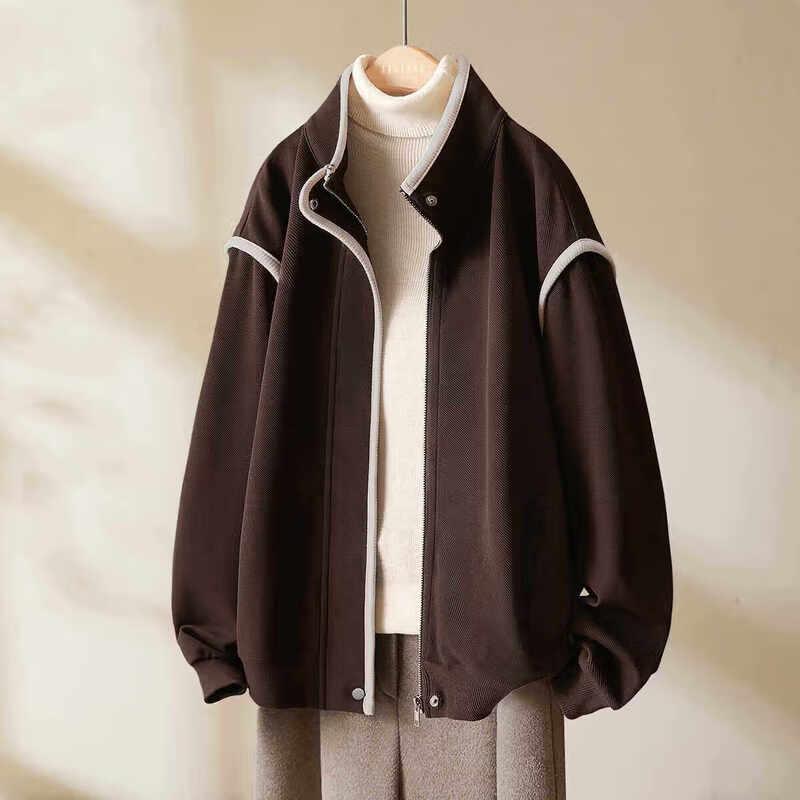 IHIMI Women s Stand-Collar Baseball Jacket S